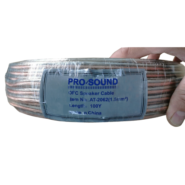  PRO-SOUND AT-2062 2x1.5m COPPER AND SILVER SPEAKER CABLE لفة سلك من بروساوند فضي ونحاسي  1.5ملي بطول 100ياردة خاص بالسماعات 